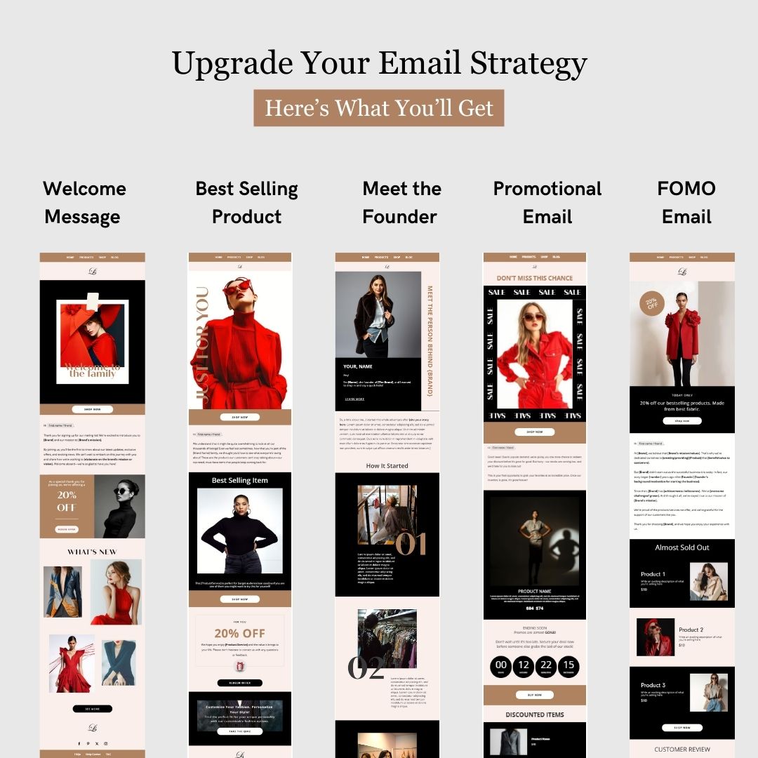 Brown & Black Theme Flodesk Minimalist Fashion Welcome Email Series