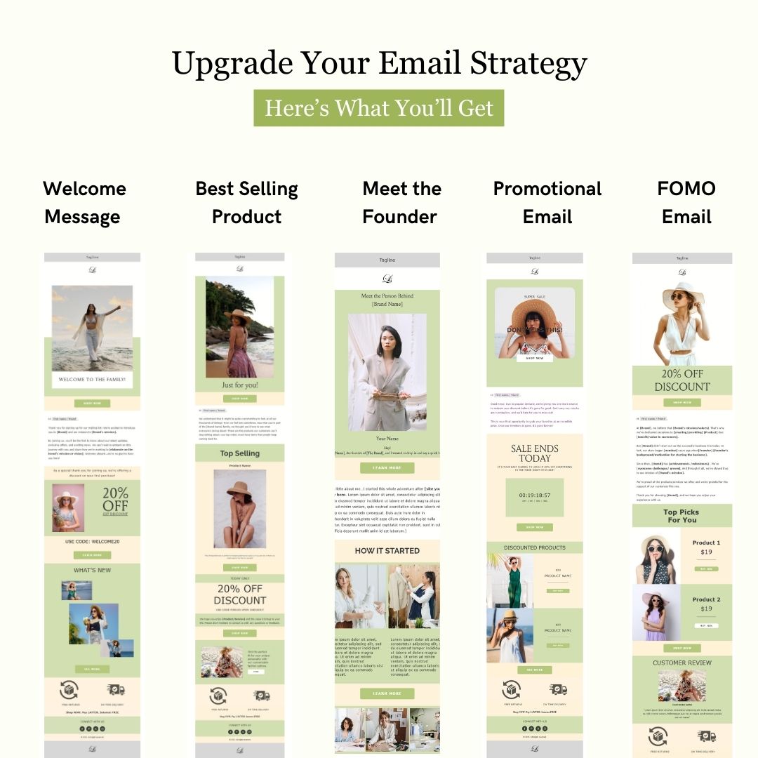 Green & Yellow Theme Flodesk Minimalist Fashion Welcome Email Series