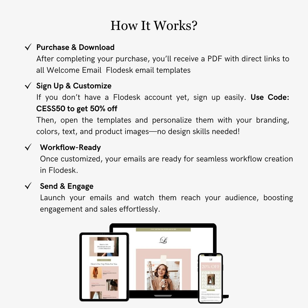 Green & Pink Theme Flodesk Minimalist Fashion Welcome Email Series