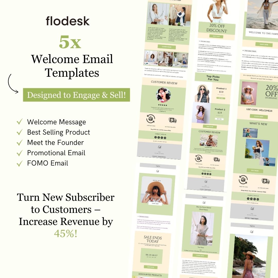 Green & Yellow Theme Flodesk Minimalist Fashion Welcome Email Series