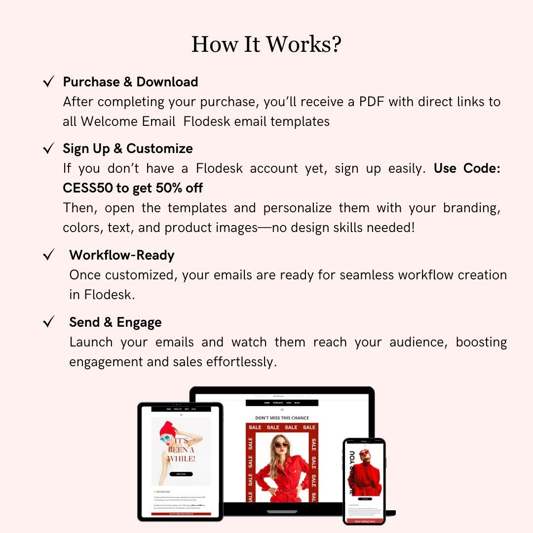 Black & Red Theme Flodesk Minimalist Fashion Welcome Email Series