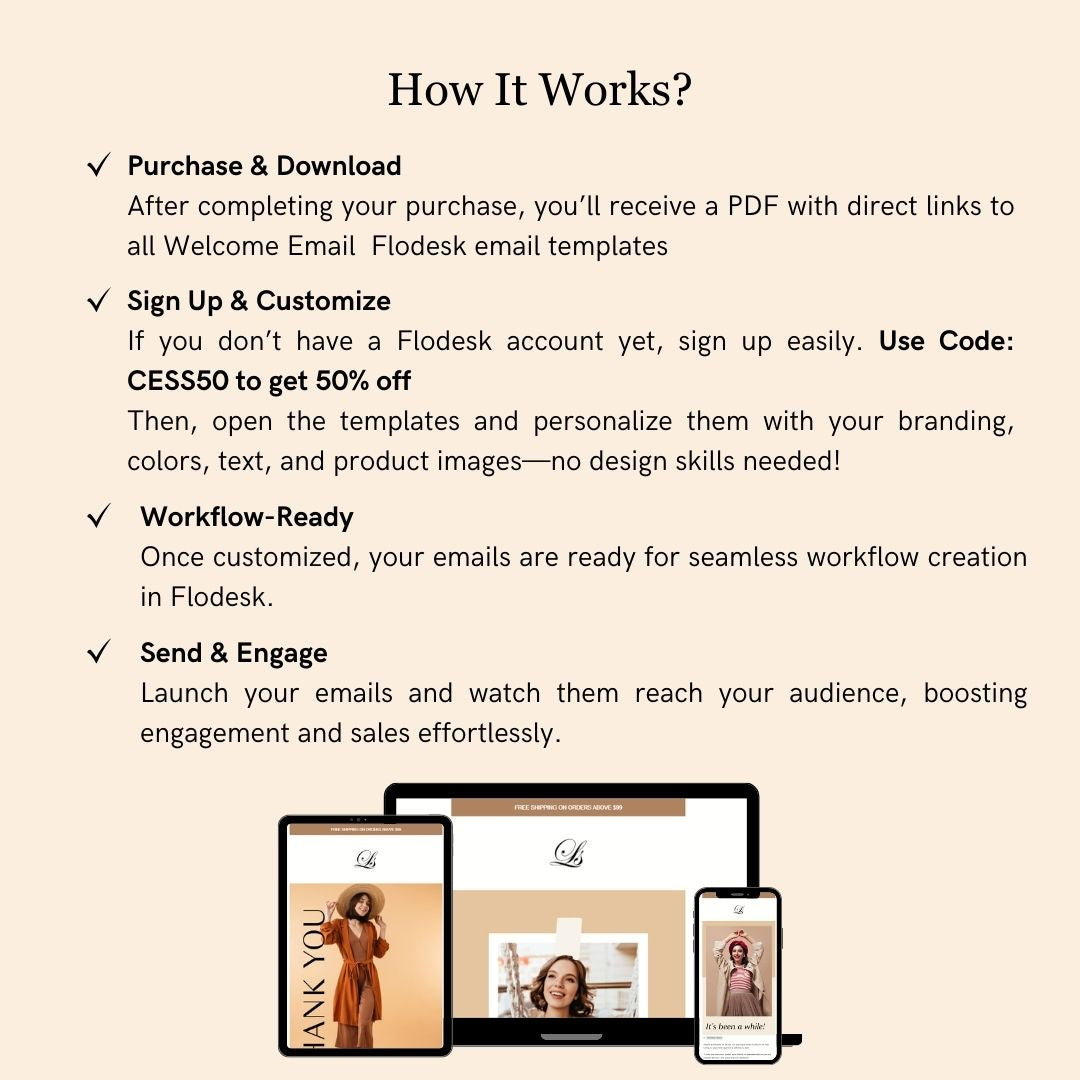 Brown & Nude Theme Flodesk Minimalist Fashion Welcome Email Series