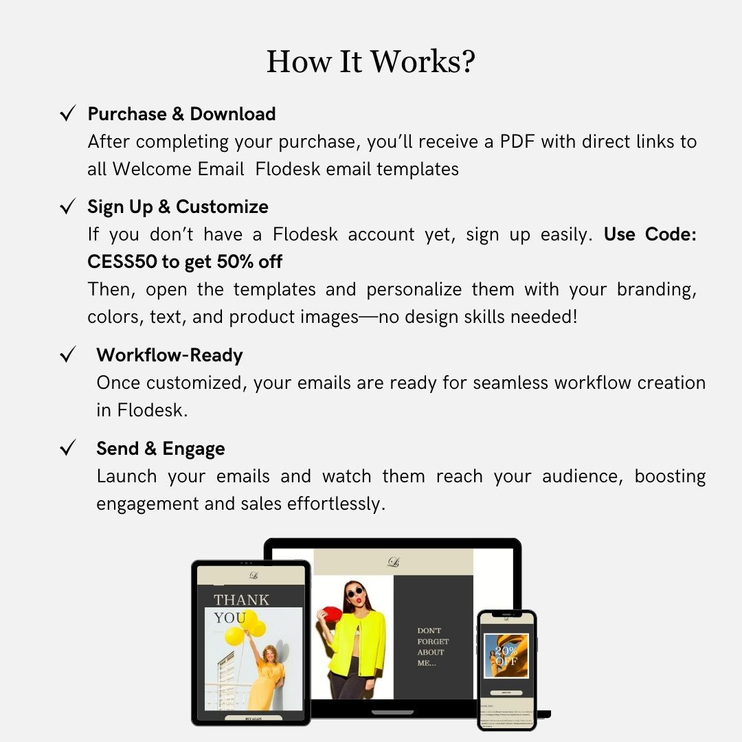 Gold Theme Flodesk Minimalist Fashion Welcome Email Series
