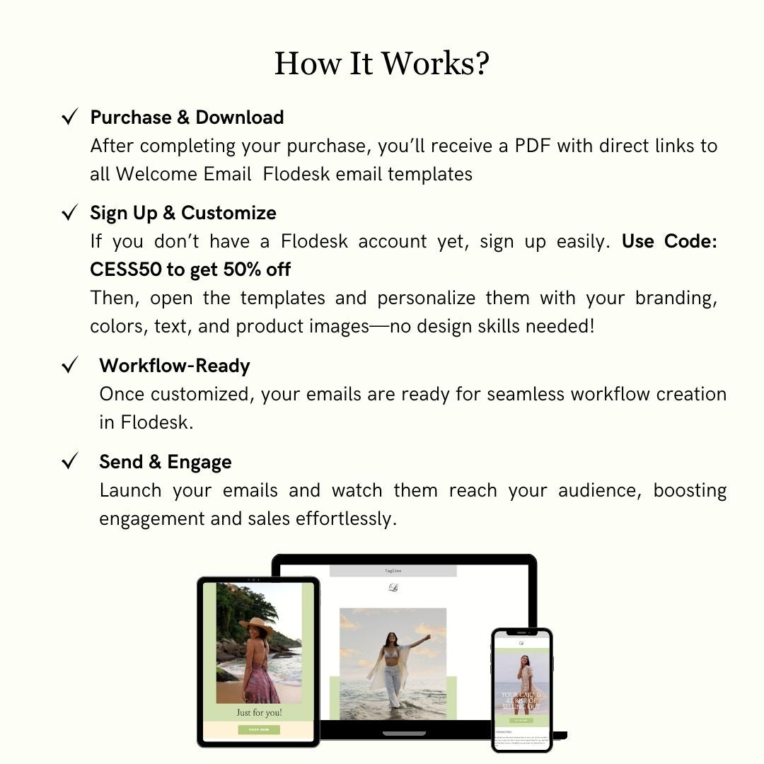 Green & Yellow Theme Flodesk Minimalist Fashion Welcome Email Series