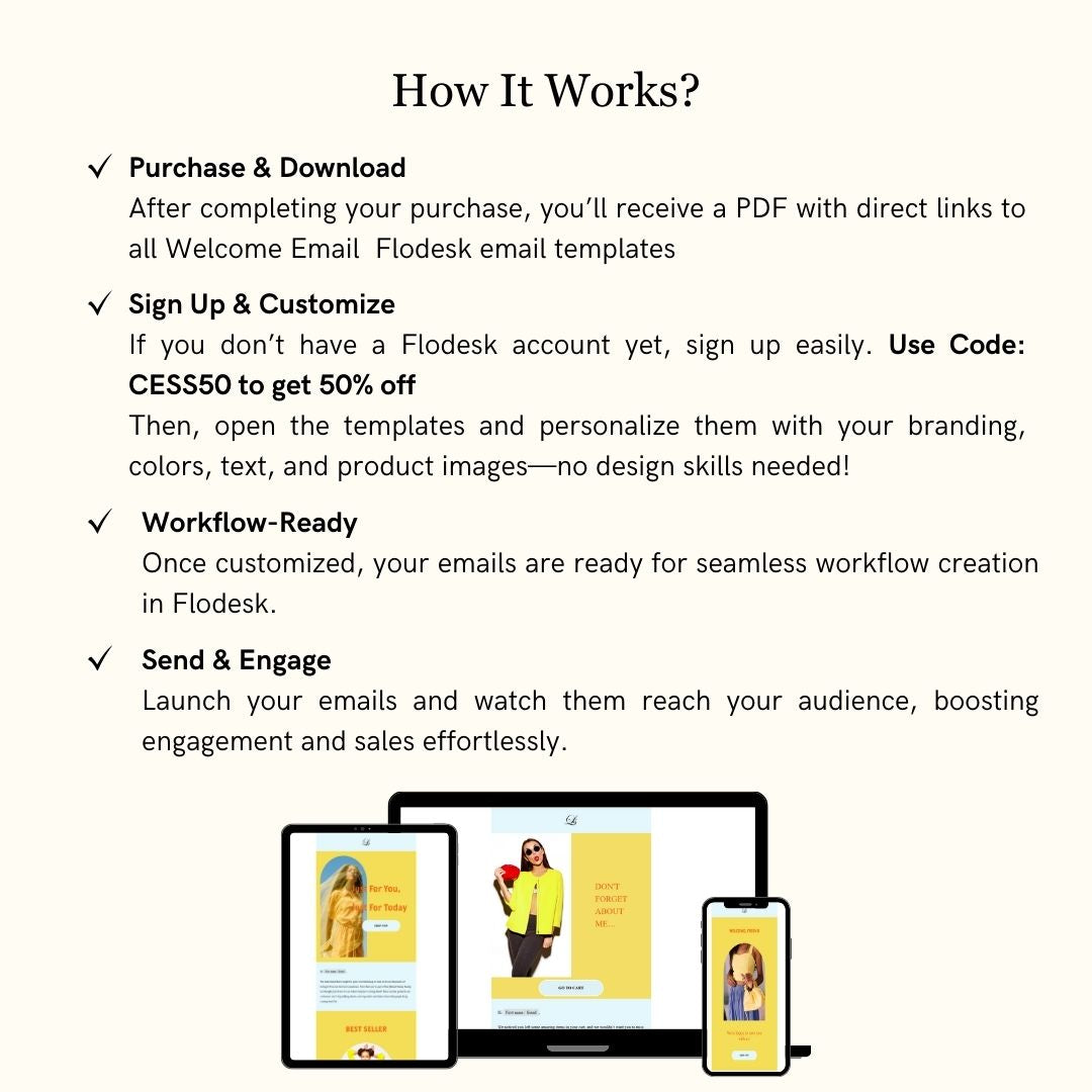 Yellow & Blue Theme Flodesk Minimalist Fashion Welcome Email Series