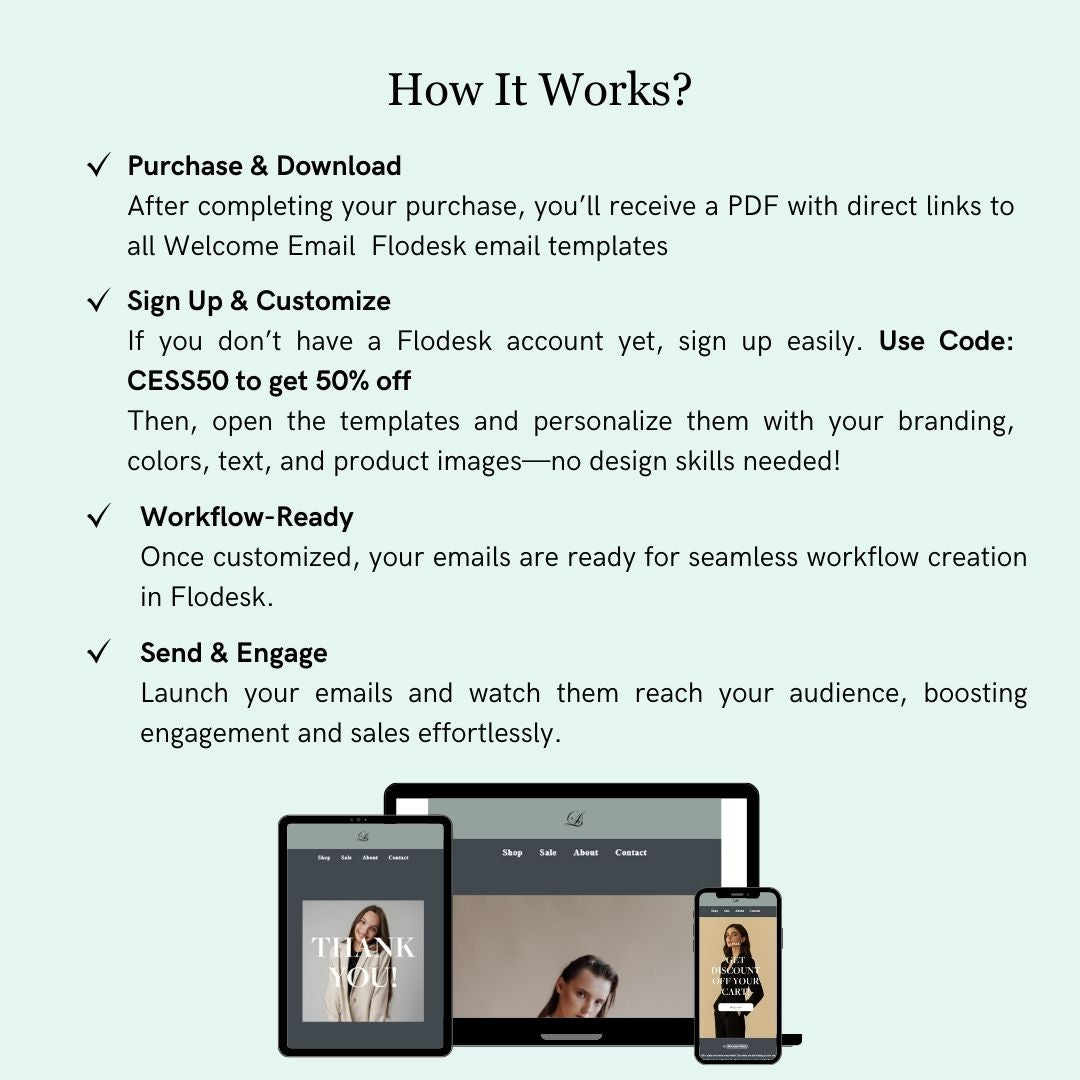 Blue & Green Theme Flodesk Minimalist Fashion Welcome Email Series
