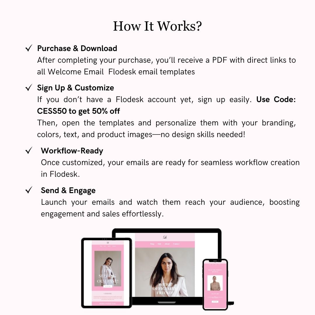 Pink Theme Flodesk Minimalist Fashion Welcome Email Series