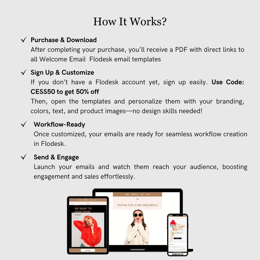 Brown & Black Theme Flodesk Minimalist Fashion Welcome Email Series