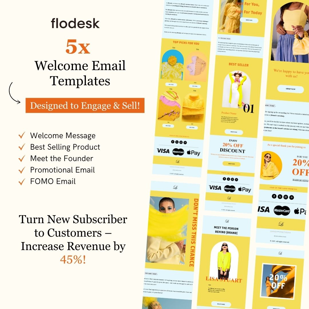 Yellow & Blue Theme Flodesk Minimalist Fashion Welcome Email Series