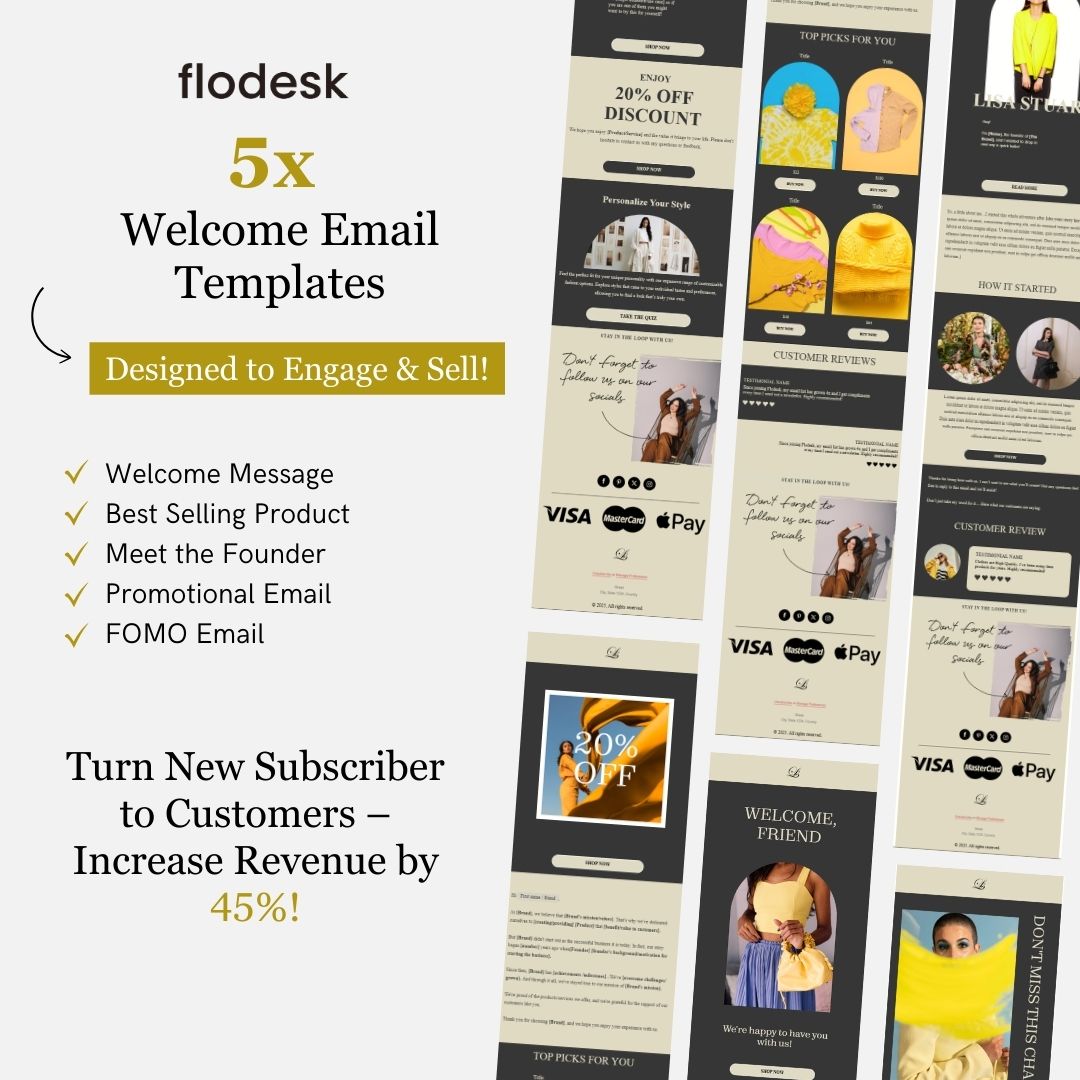 Gold Theme Flodesk Minimalist Fashion Welcome Email Series