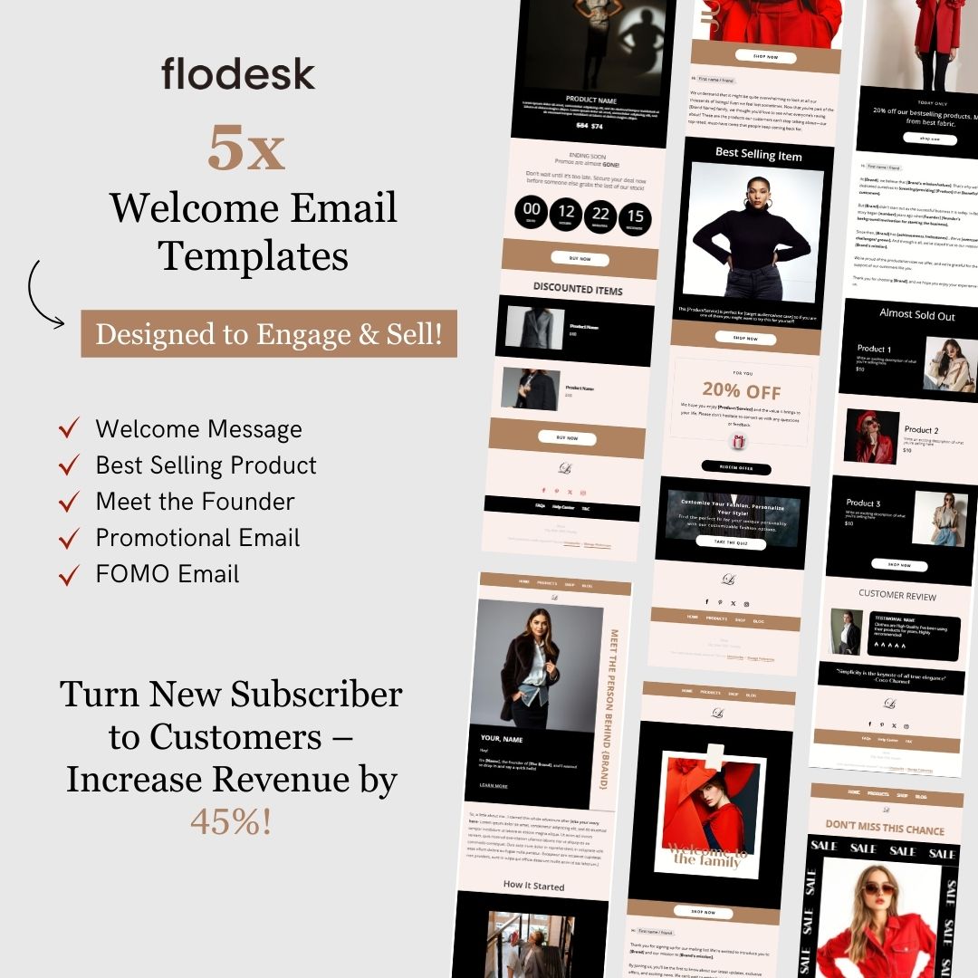 Brown & Black Theme Flodesk Minimalist Fashion Welcome Email Series