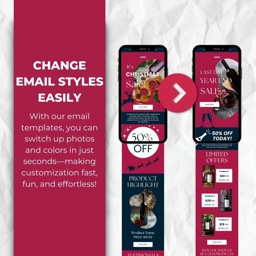 change email styles with our Christmas email template