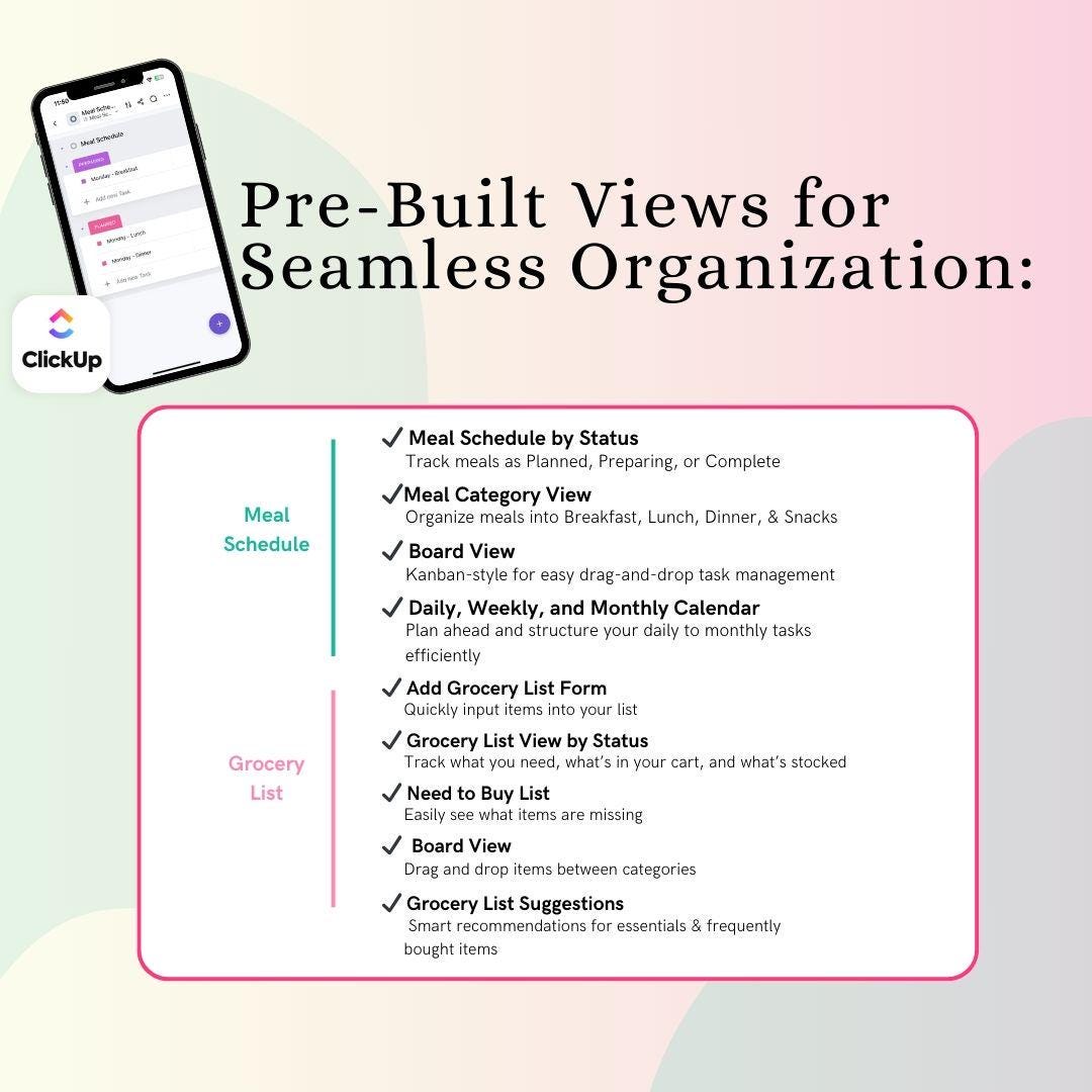 Meal Planner ClickUp Template for Beginners