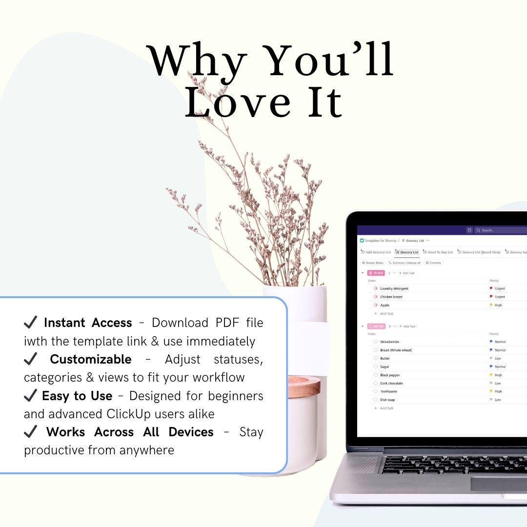 Grocery List Clickup Template for Meal Planning