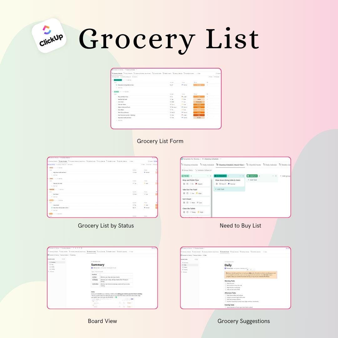 Meal Planner ClickUp Template for Beginners