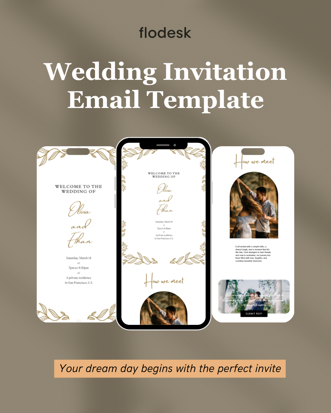 Regal Wedding Invitation Flodesk Email Template   | Digital Wedding Invitation