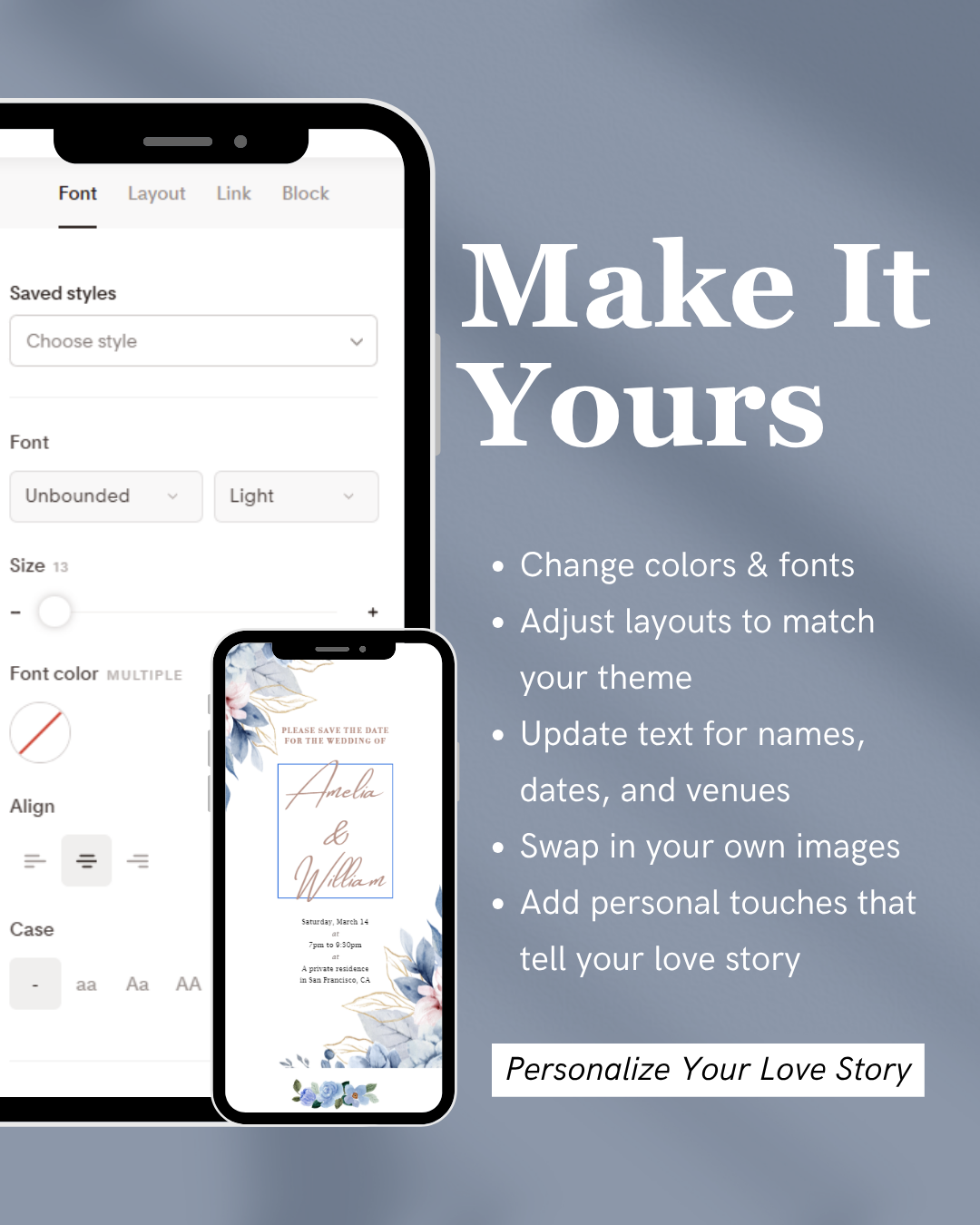 personalize the template
