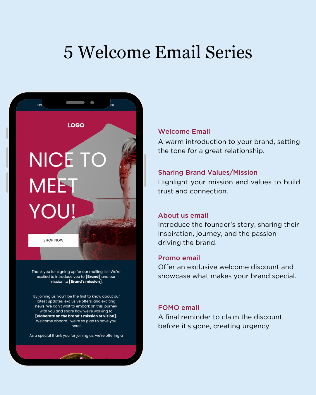 E-commerce Email Marketing Newsletter Canva Template Bundle for Klaviyo Mailchimp and Flodesk | Wine