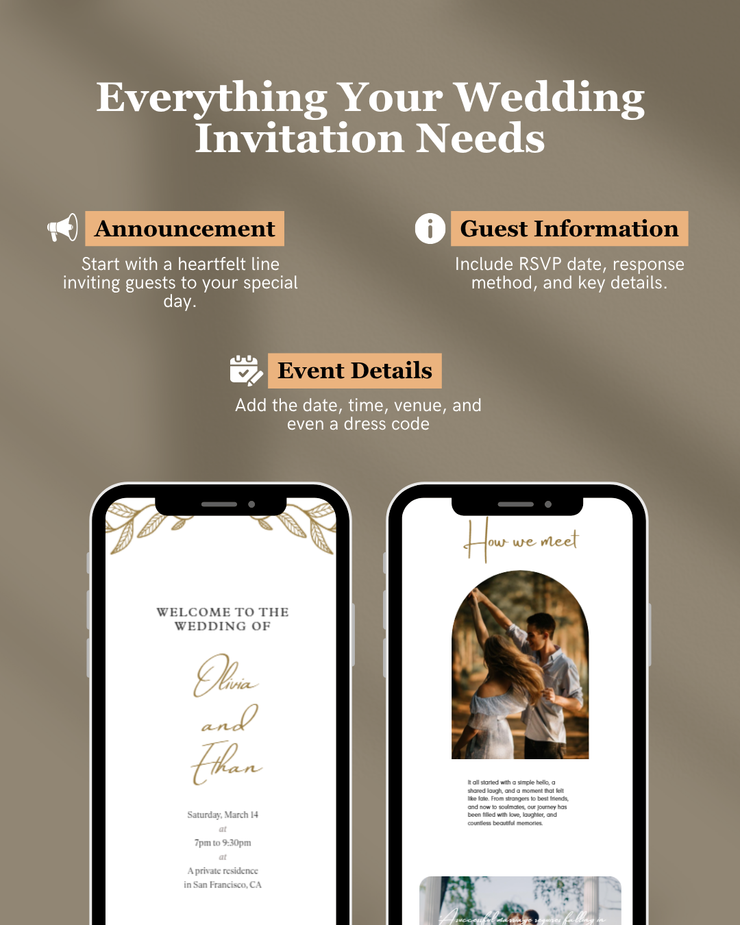 Regal Wedding Invitation Flodesk Email Template   | Digital Wedding Invitation