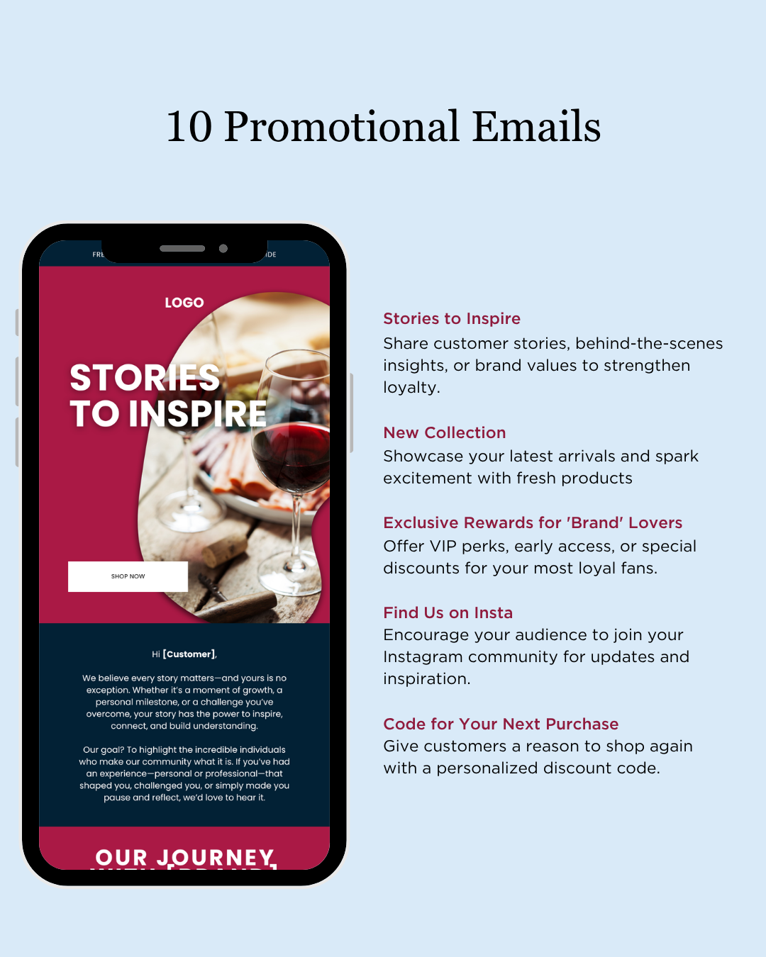 E-commerce Email Marketing Newsletter Canva Template Bundle for Klaviyo Mailchimp and Flodesk | Wine
