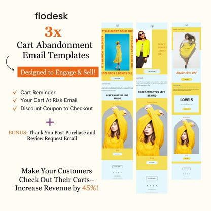 Yellow & Blue Theme Flodesk Minimalist Cart Abandonment Email Series