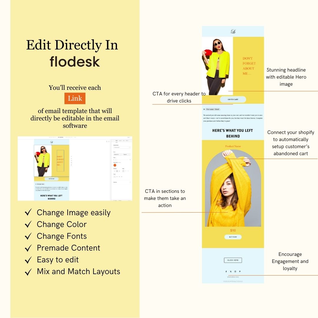 Yellow & Blue Theme Flodesk Minimalist Cart Abandonment Email Series