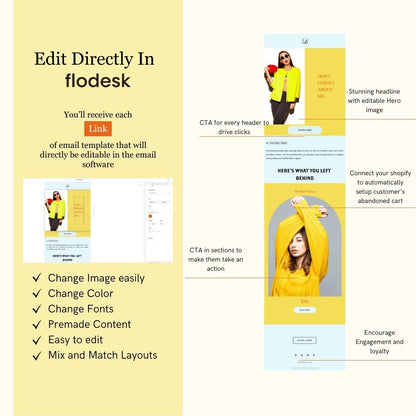 Yellow & Blue Theme Flodesk Minimalist Cart Abandonment Email Series