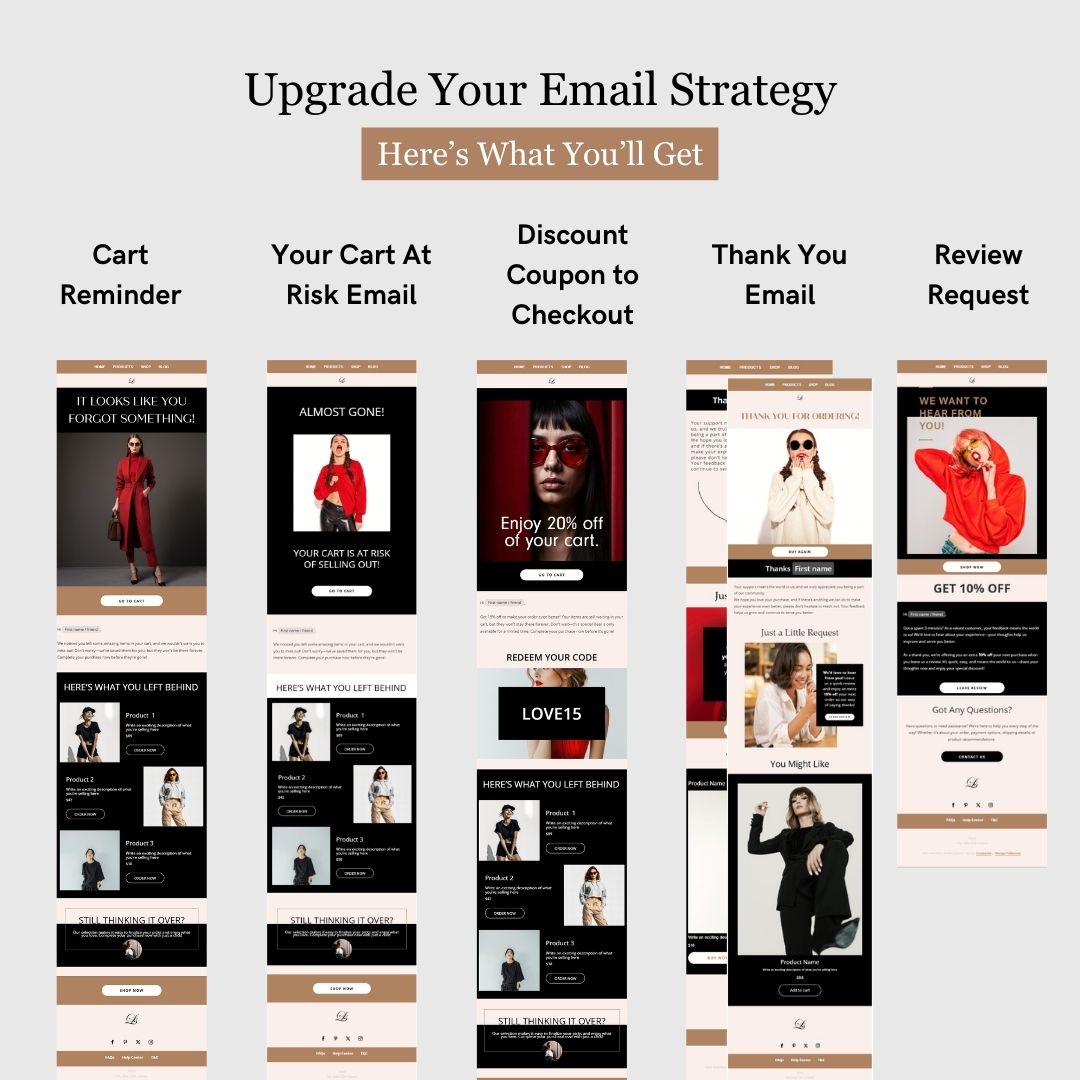 Brown & Black Theme Flodesk Minimalist Cart Abandonment Email Series