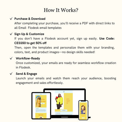 Yellow & Blue Theme Flodesk Minimalist Cart Abandonment Email Series