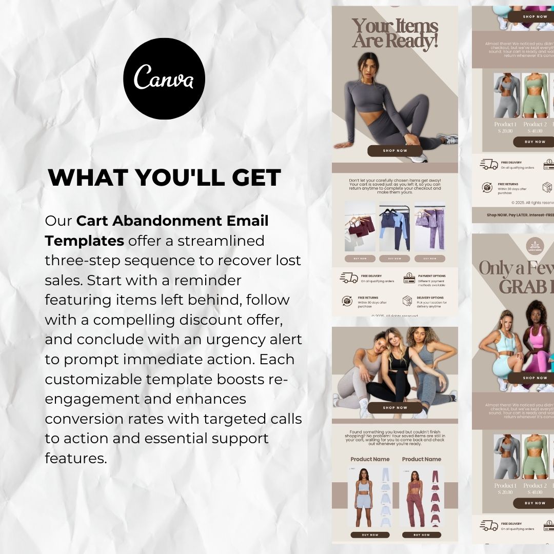What you will get with our cart abandonment email template