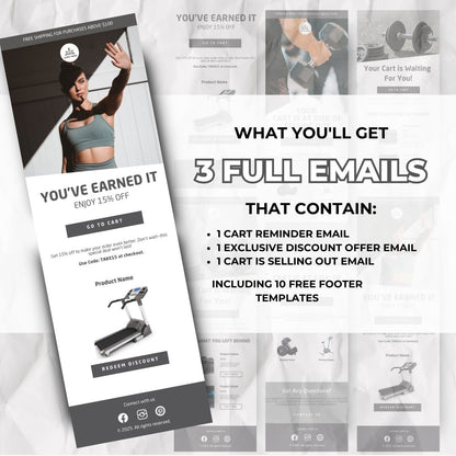 Fitness Equipment Cart Abandonment Email Template - Grey
