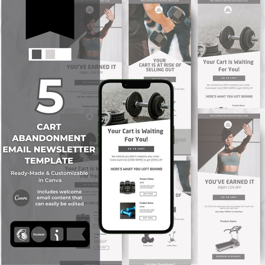 Fitness Equipment Cart Abandonment Email Template - Grey