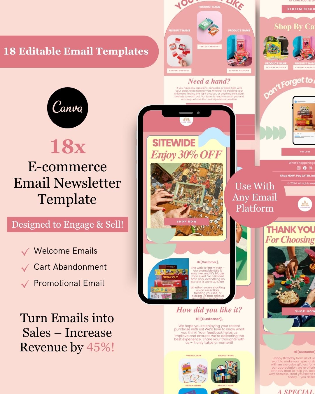 E-commerce Email Marketing Newsletter Canva Template Bundle for Klaviyo Mailchimp and Flodesk | Toys and Games