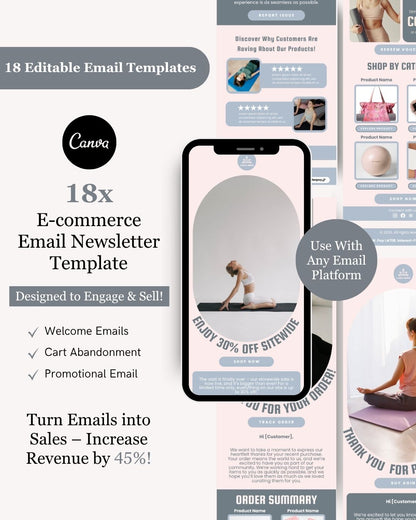 E-commerce Email Marketing Newsletter Canva Template Bundle for Klaviyo Mailchimp and Flodesk | Sports Equipment