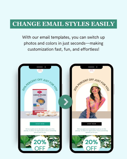 E-commerce Email Marketing Newsletter Canva Template Bundle for Klaviyo Mailchimp and Flodesk | Nutritional Supplements and Vitamins