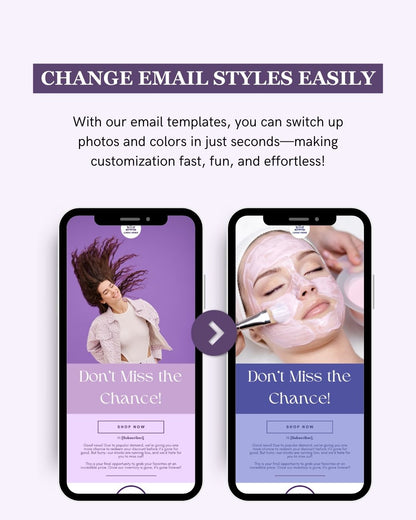 E-commerce Email Marketing Newsletter Canva Template Bundle for Klaviyo Mailchimp and Flodesk | Haircare
