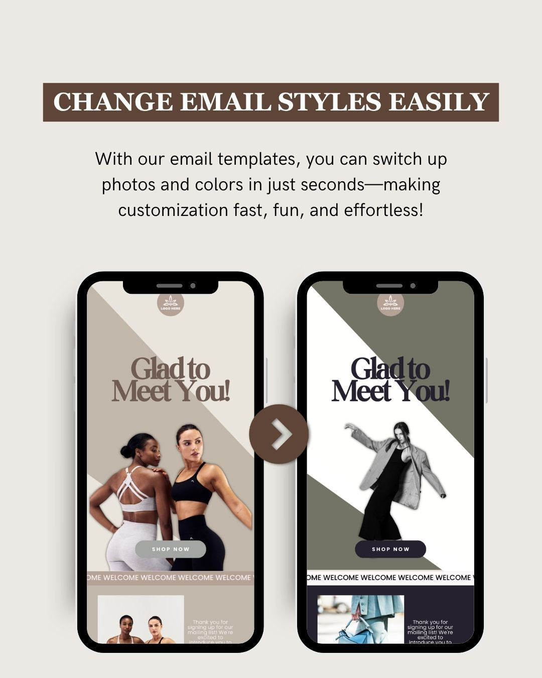 E-commerce Email Marketing Newsletter Canva Template Bundle for Klaviyo Mailchimp and Flodesk | Sports Wear
