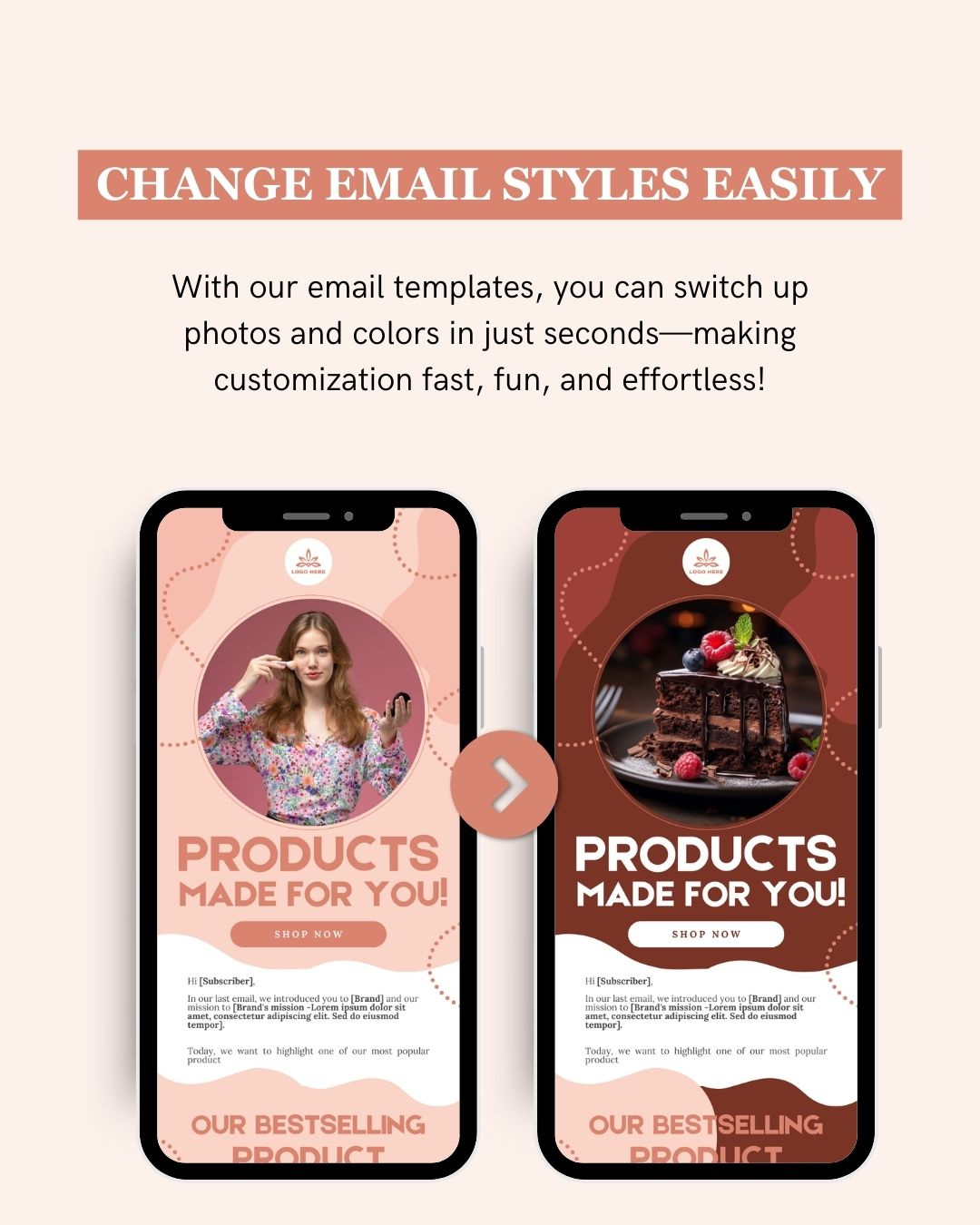 E-commerce Email Marketing Newsletter Canva Template Bundle for Klaviyo Mailchimp and Flodesk | Make-Up Brand