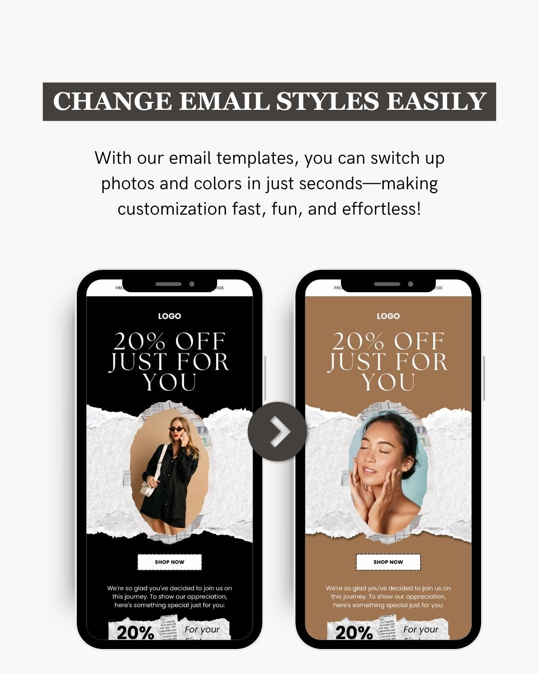E-commerce Email Marketing Newsletter Canva Template Bundle for Klaviyo Mailchimp and Flodesk | Fashion B&W