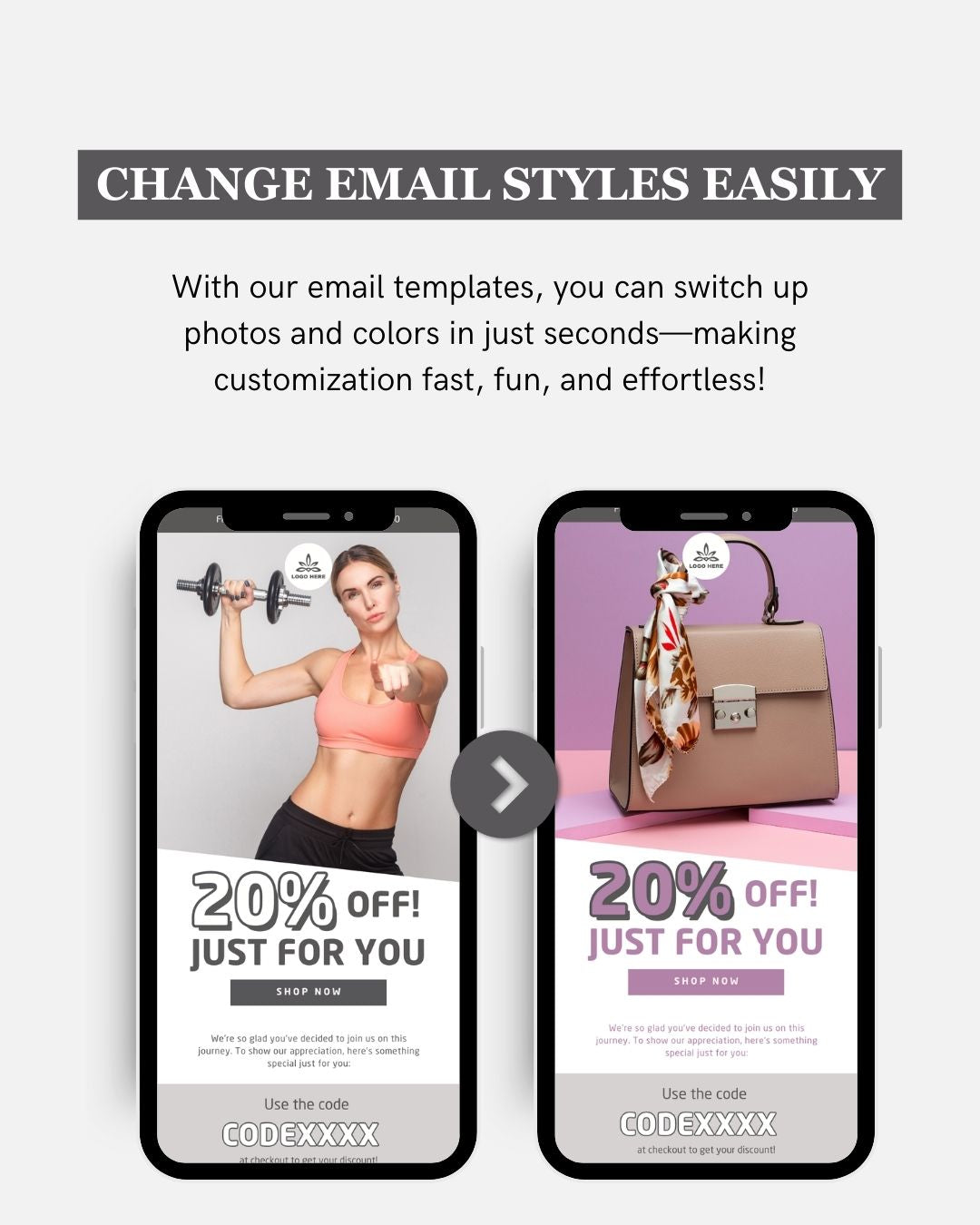 E-commerce Email Marketing Newsletter Canva Template Bundle for Klaviyo Mailchimp and Flodesk | Fitness Equipment and Gear