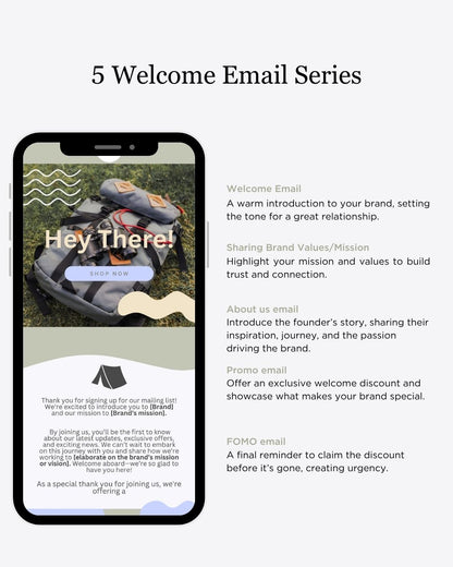 E-commerce Email Marketing Newsletter Canva Template Bundle for Klaviyo Mailchimp and Flodesk | Camping and Outdoor Gear
