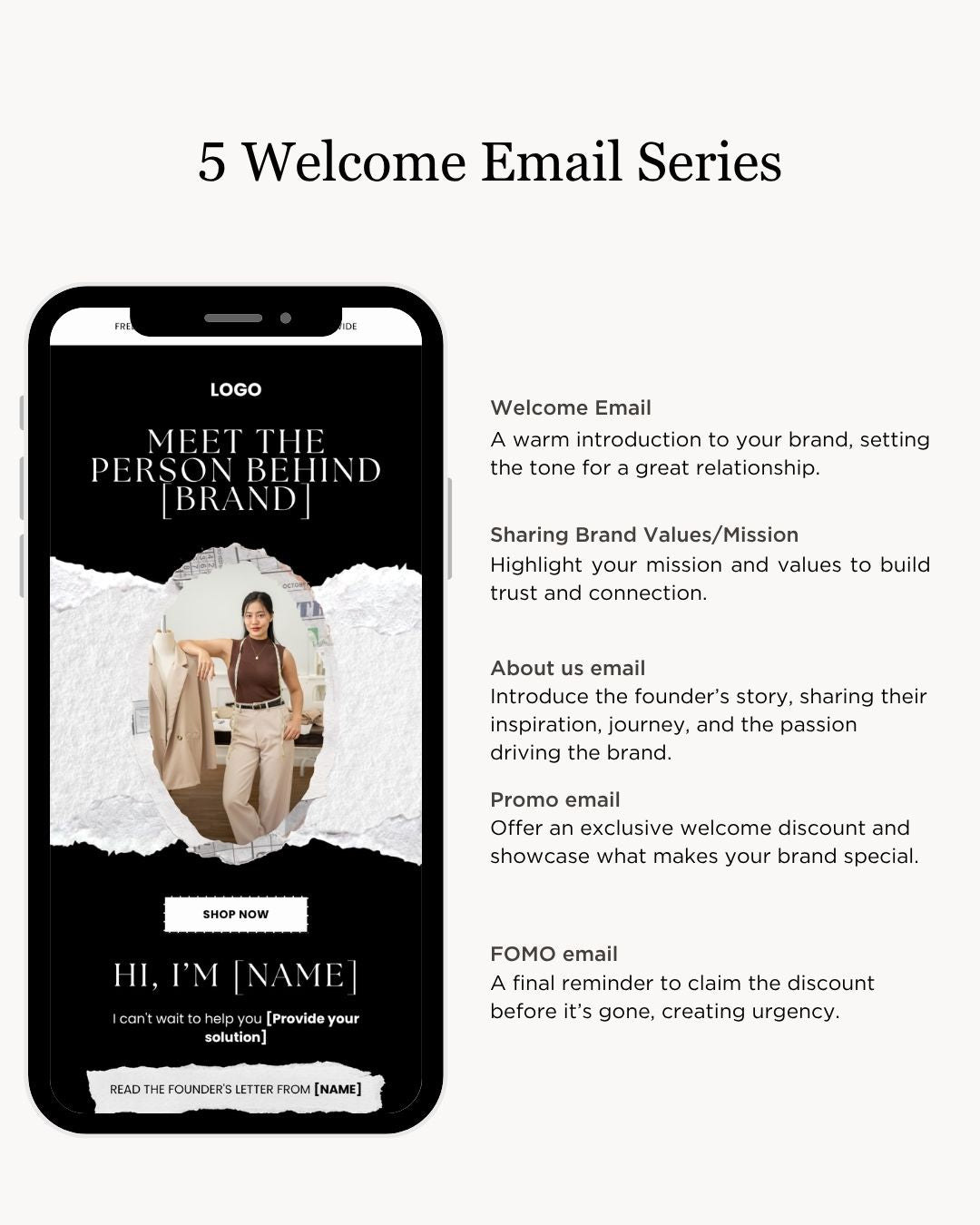 E-commerce Email Marketing Newsletter Canva Template Bundle for Klaviyo Mailchimp and Flodesk | Fashion B&W