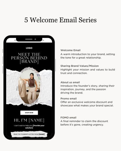 E-commerce Email Marketing Newsletter Canva Template Bundle for Klaviyo Mailchimp and Flodesk | Fashion B&W