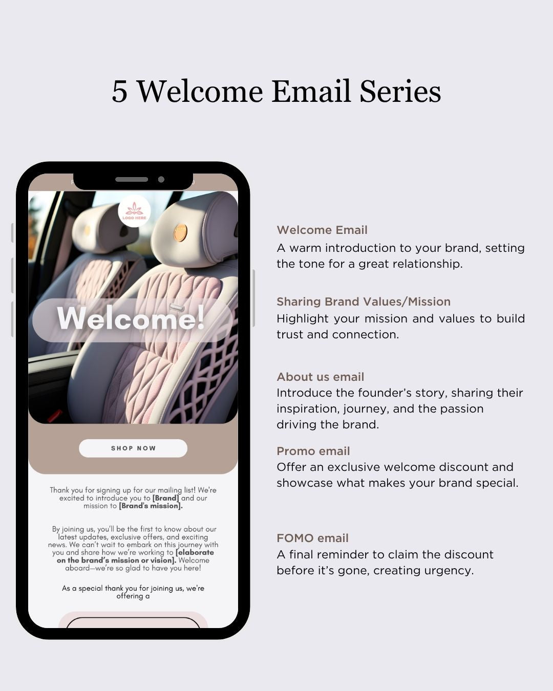 E-commerce Email Marketing Newsletter Canva Template Bundle for Klaviyo Mailchimp and Flodesk | Car Accessories