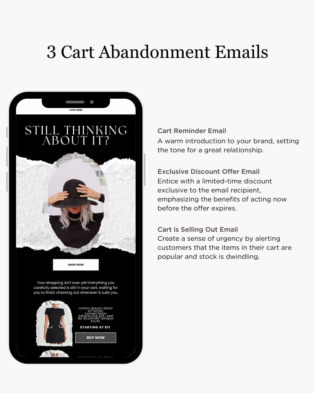 E-commerce Email Marketing Newsletter Canva Template Bundle for Klaviyo Mailchimp and Flodesk | Fashion B&W
