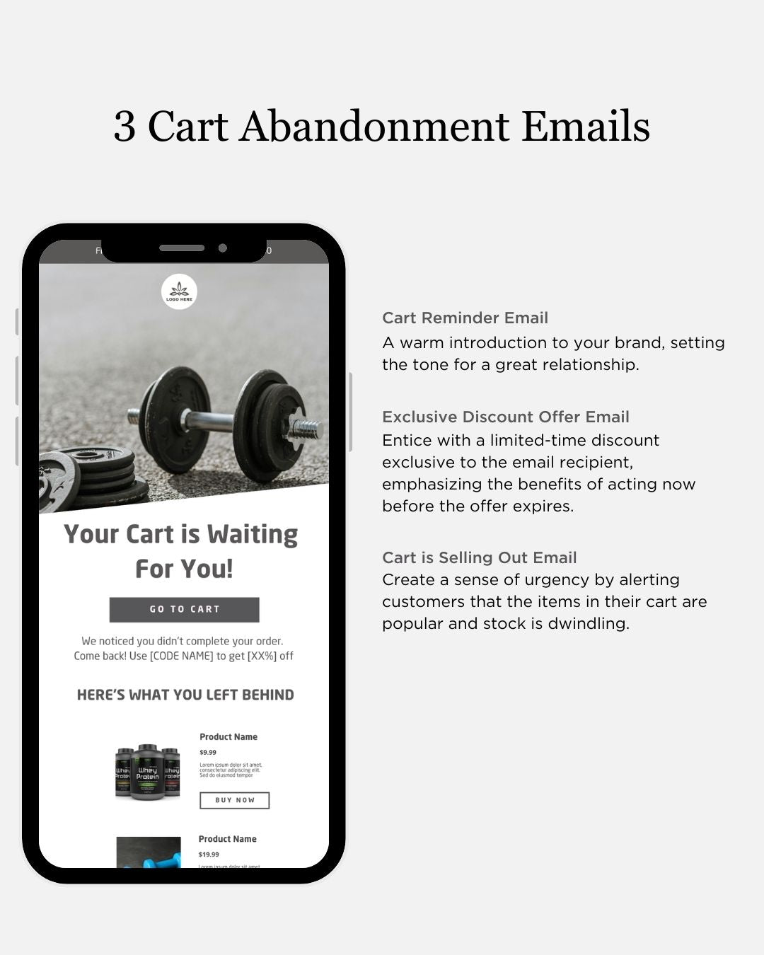 E-commerce Email Marketing Newsletter Canva Template Bundle for Klaviyo Mailchimp and Flodesk | Fitness Equipment and Gear