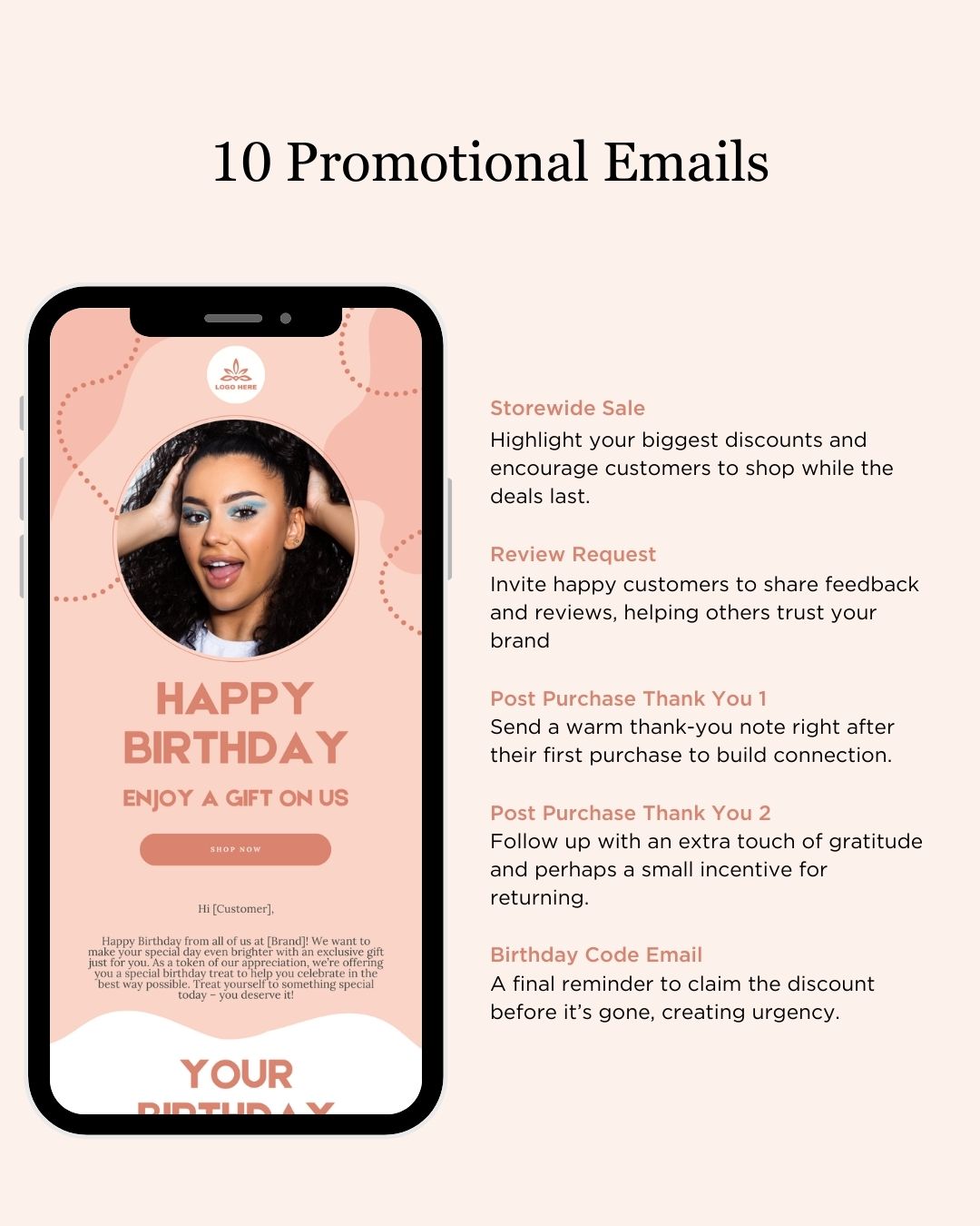E-commerce Email Marketing Newsletter Canva Template Bundle for Klaviyo Mailchimp and Flodesk | Make-Up Brand