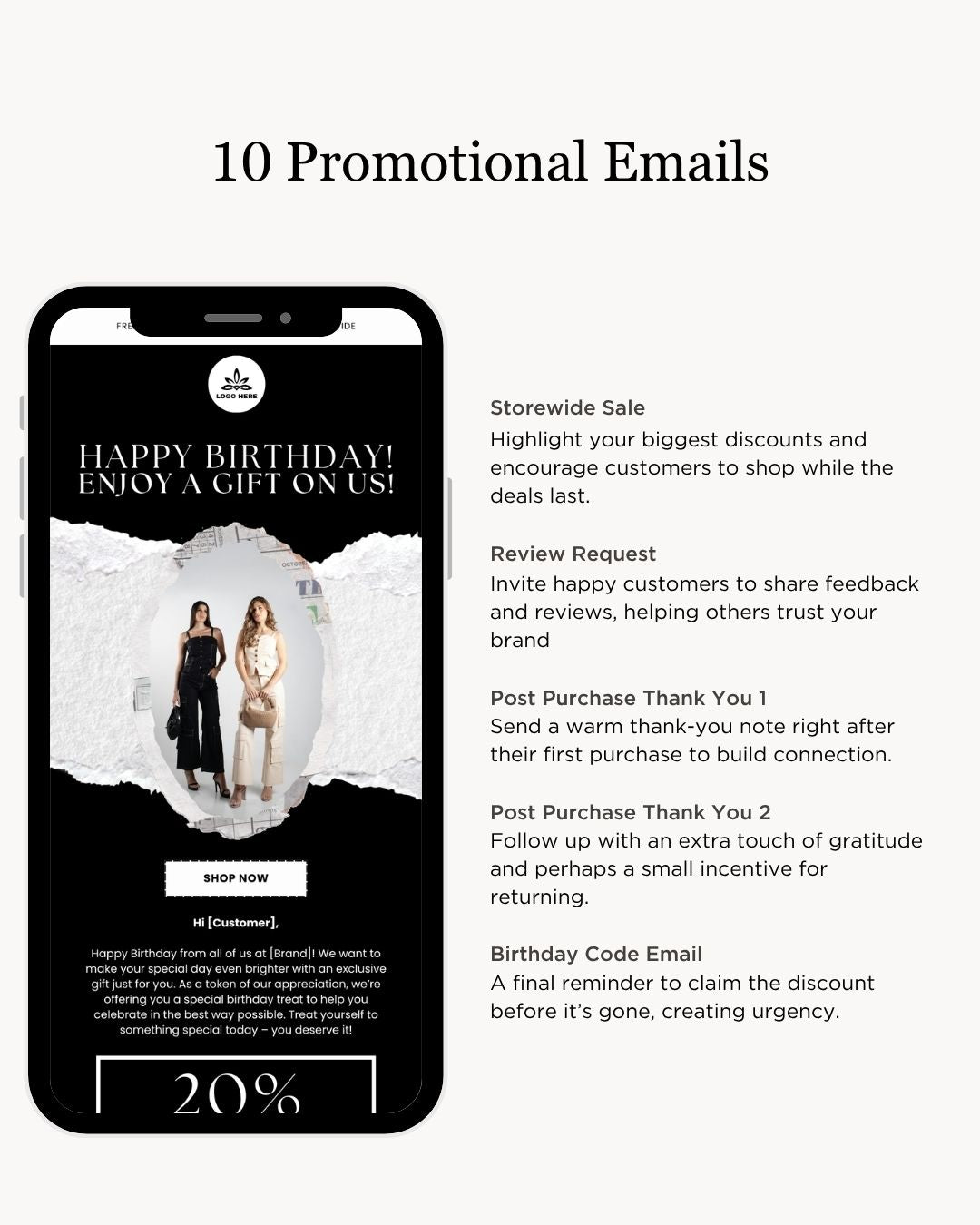 E-commerce Email Marketing Newsletter Canva Template Bundle for Klaviyo Mailchimp and Flodesk | Fashion B&W