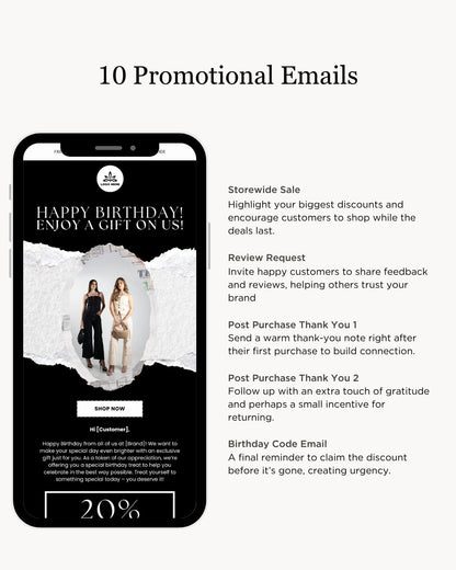 E-commerce Email Marketing Newsletter Canva Template Bundle for Klaviyo Mailchimp and Flodesk | Fashion B&W