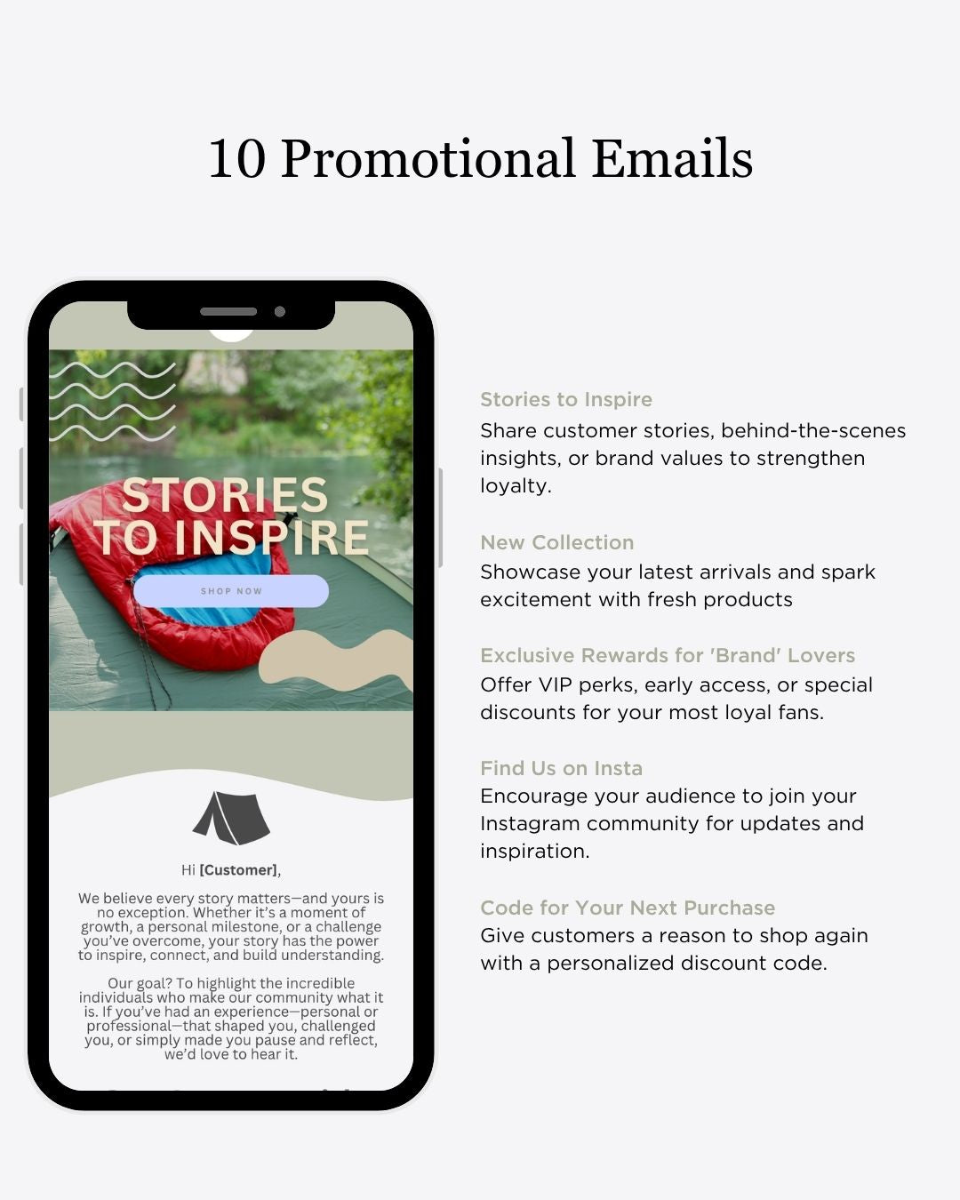 E-commerce Email Marketing Newsletter Canva Template Bundle for Klaviyo Mailchimp and Flodesk | Camping and Outdoor Gear